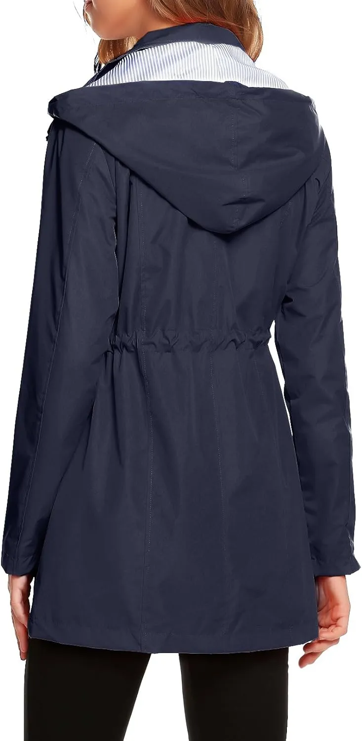 Womens Lightweight Hooded Waterproof Active Outdoor Rain Jacket S-XXL
