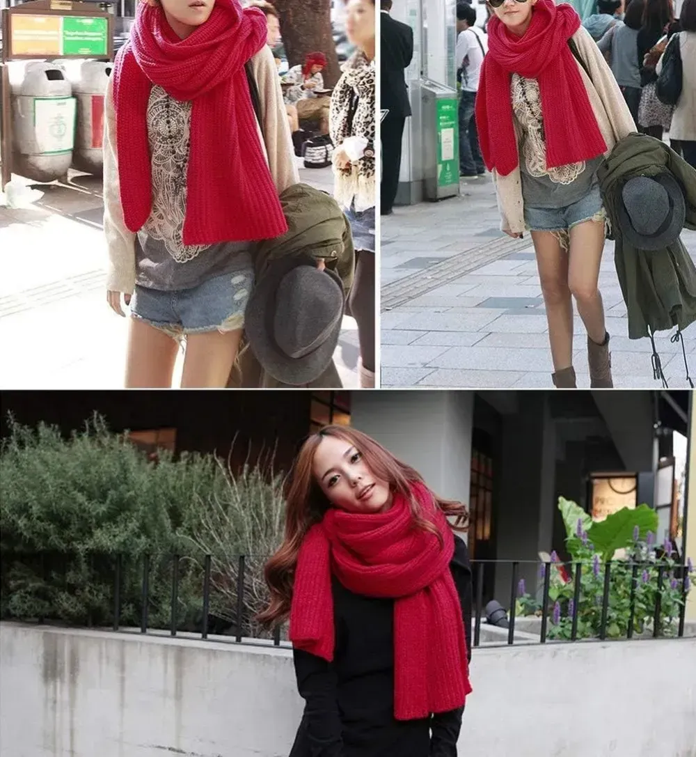 Women And Mens Winter Thick Cable Knit Wrap Chunky Long Warm Scarf