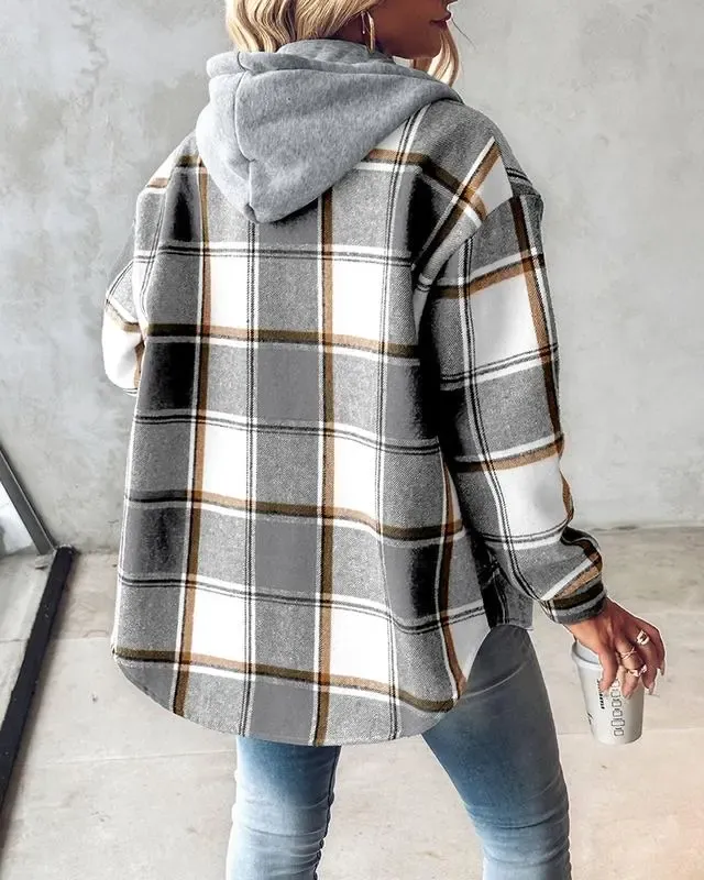 Women's Plaid Fleece Lined Hoodie