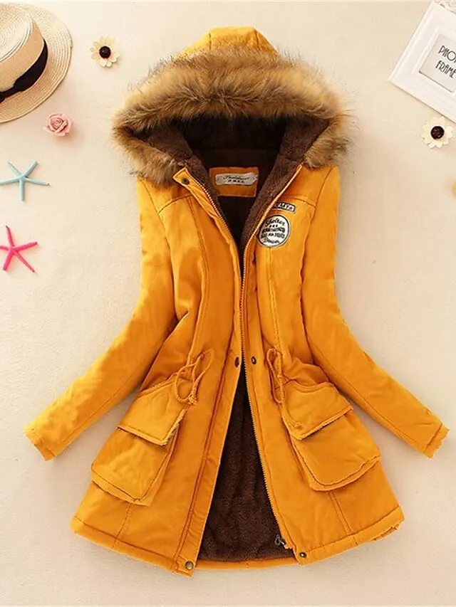 Women's Winter Coat Fleece Lined Parka Thermal Warm Windproof Puffer Jacket with Pocket Hooded Heated Jacket Fall Outerwear Drawstring Outdoor Street Fashion Casual Outerwear