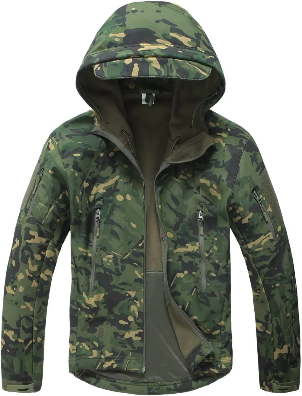 Men's Tactical Softshell Jacket Waterproof Fleece Hooded Hunting Coat
