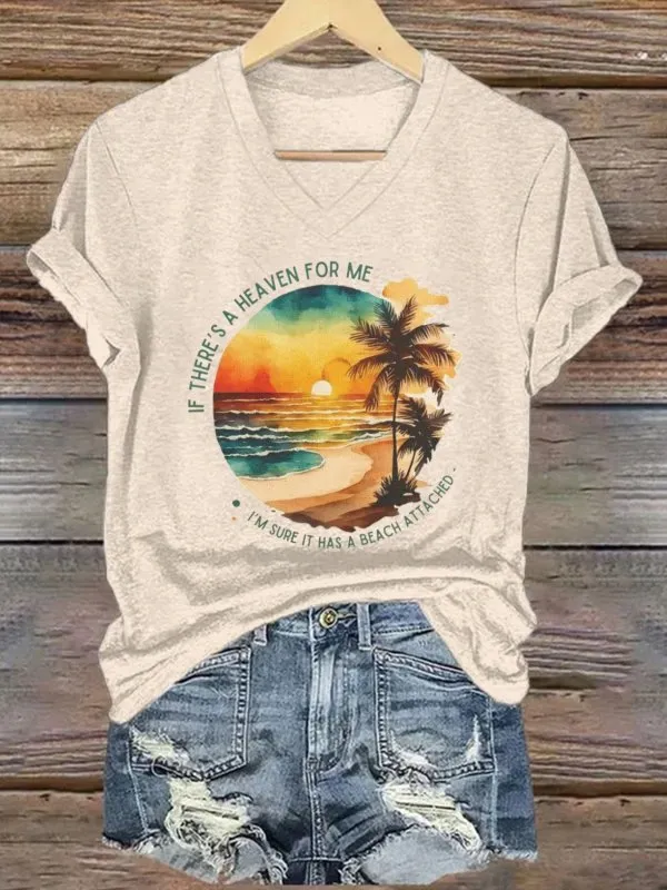 Women's If There's A Heaven For Me, I'M Sure It Has A Beach Attached T-Shirt