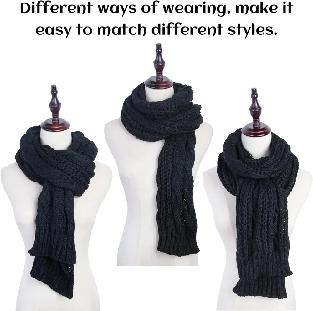 Women And Mens Winter Thick Cable Knit Wrap Chunky Long Warm Scarf