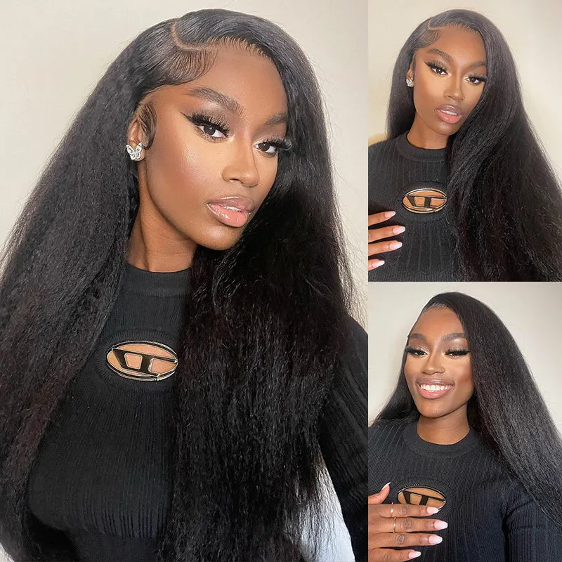 Affordable Glueless 7×6 Lace Yaki Straight Human Hair Wig Sterly Hair