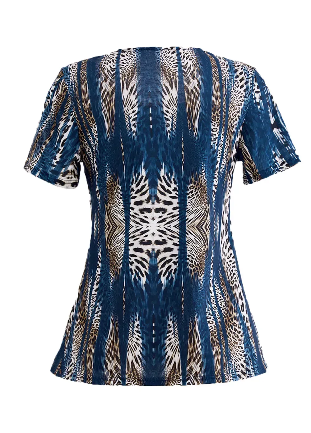 Peacock Blue Fake 2in1 Leopard T Shirt