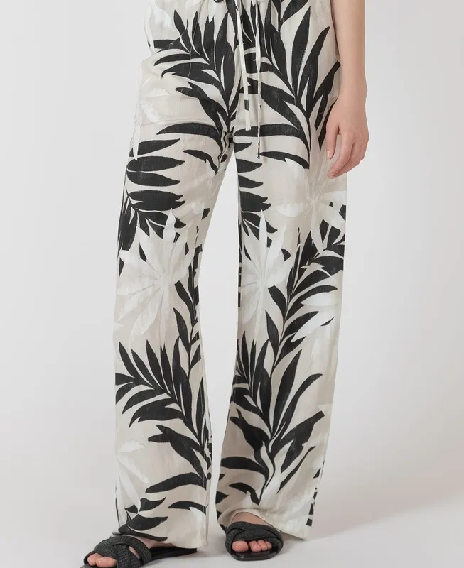 Wide Leg Drawstring Pull-On Trouser