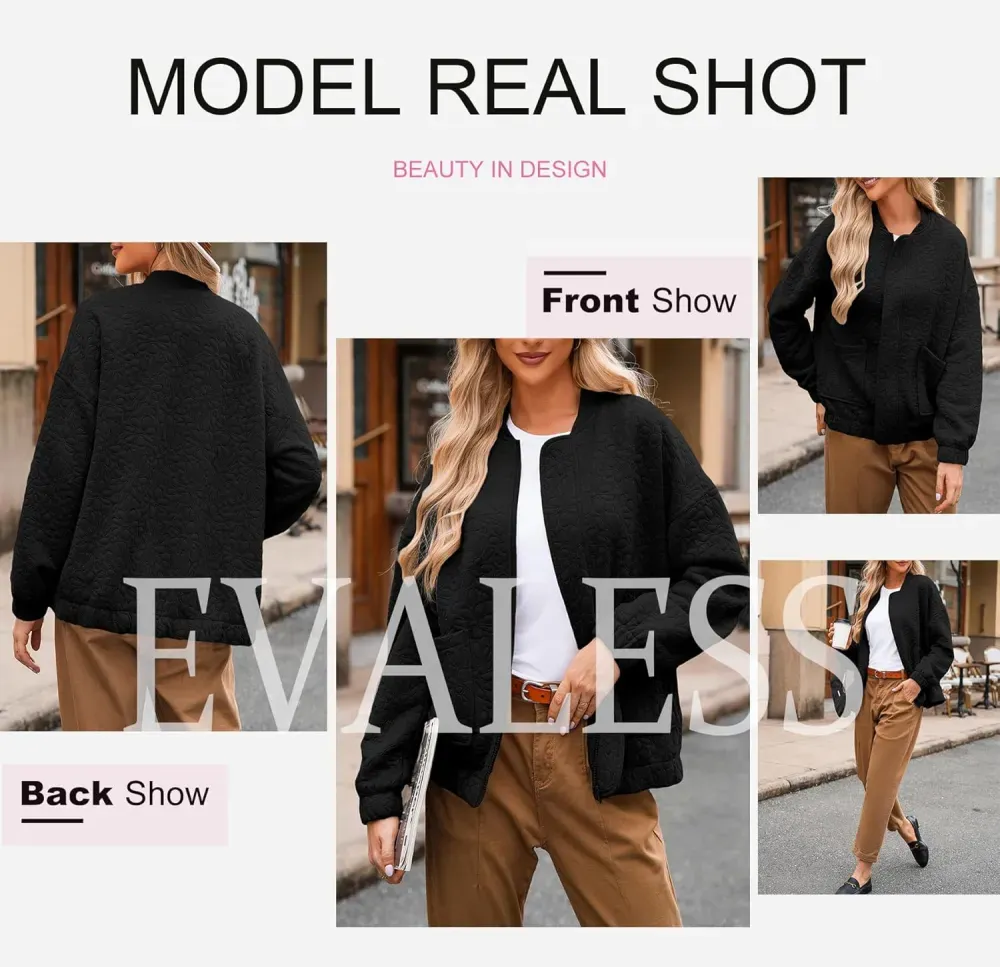 Jackets for Women Spring Fashion 2025 Cute Jacquard Coats Lightweight Zip Up Jackets Dressy Casual