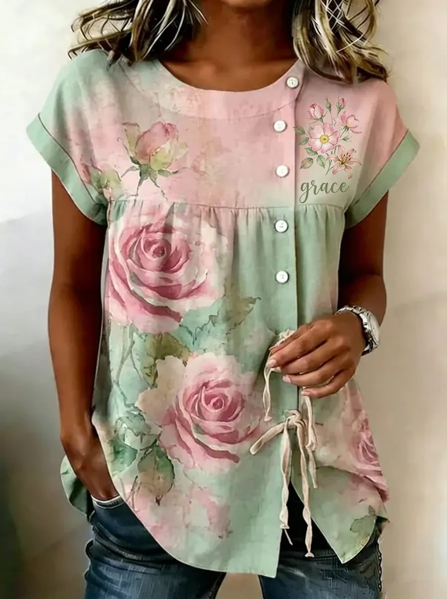 Women's Nashville Floral Grace Printed Button-Down Top