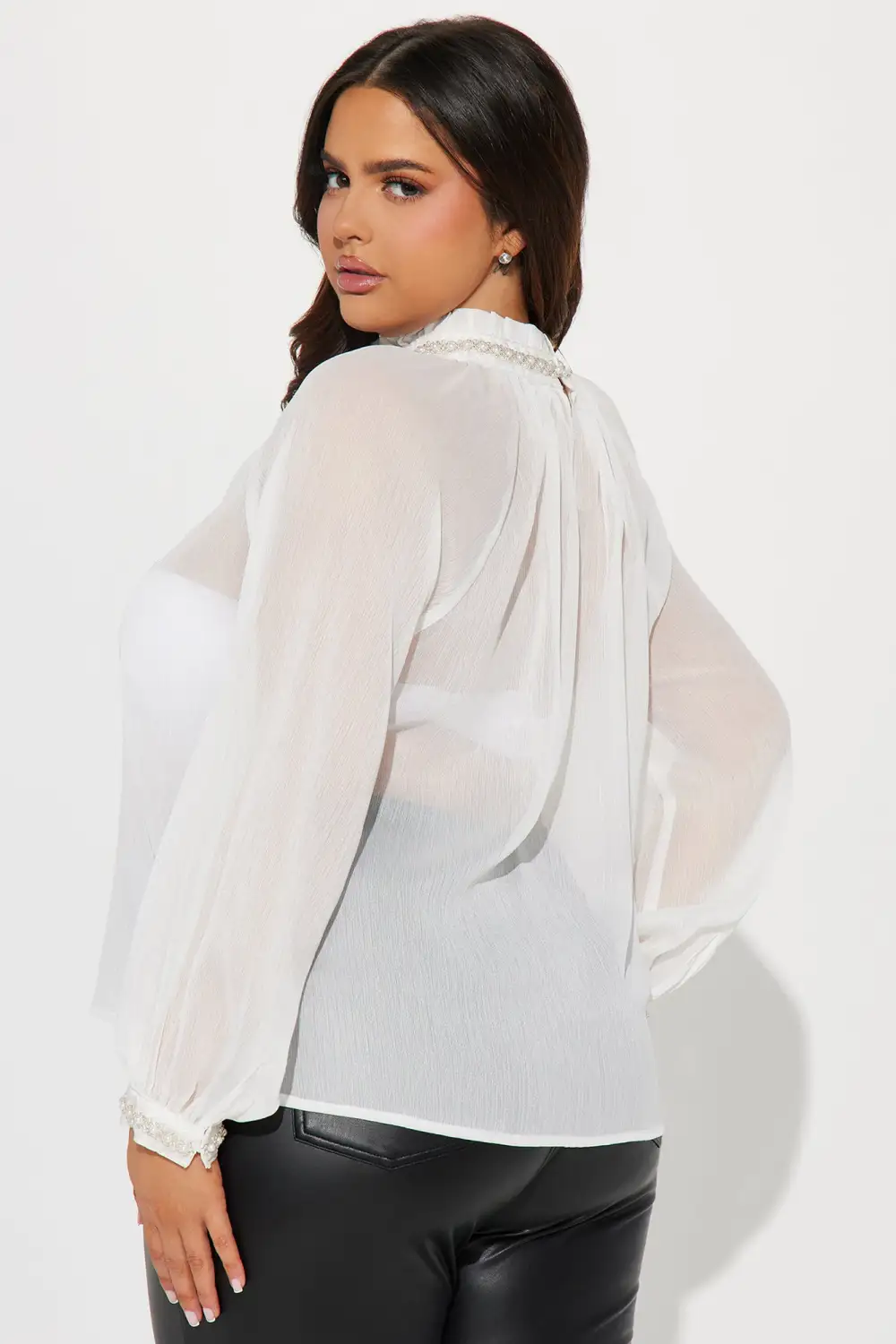 Pearly Mood Blouse Top - White