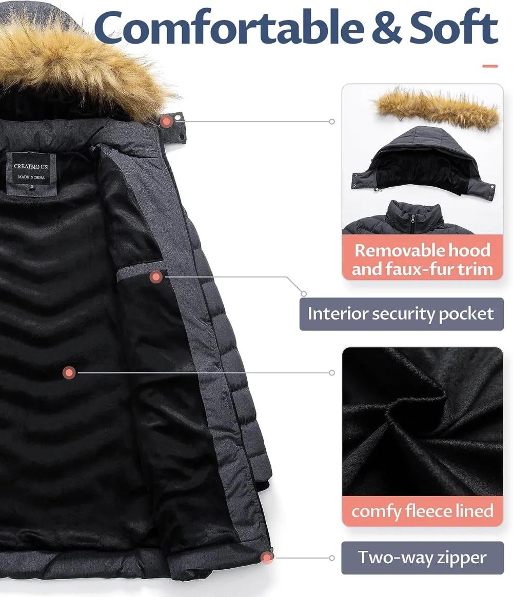 US Women's Winter Hooded Coat Waterproof Warm Long Puffer Jacket Parka
