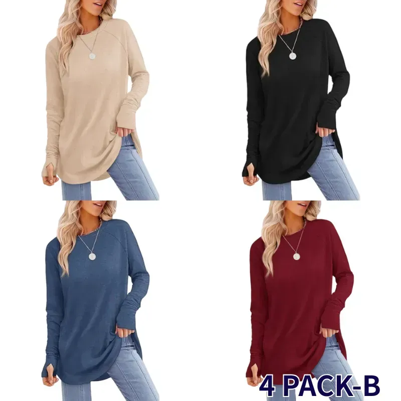 Womens Tunic Tops to Wear with Leggings Long Sleeve Thumb Hole Shirts