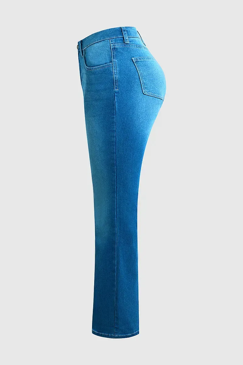 Zip Fly Mid Waist Bootcut Jeans