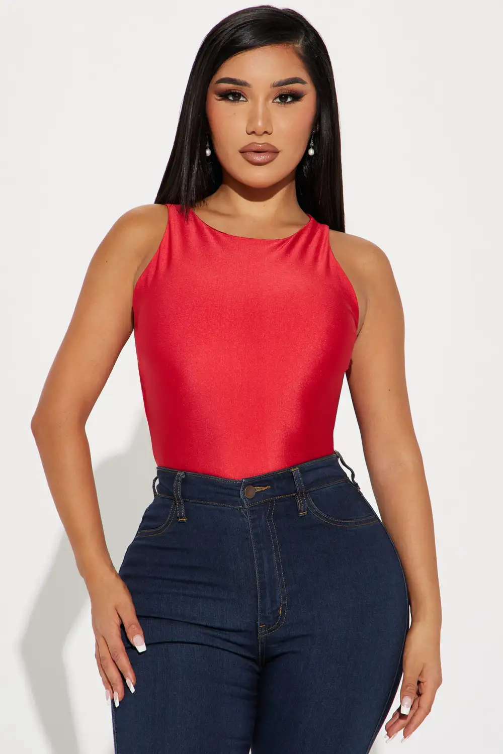 Holly Satin Bodysuit - Red