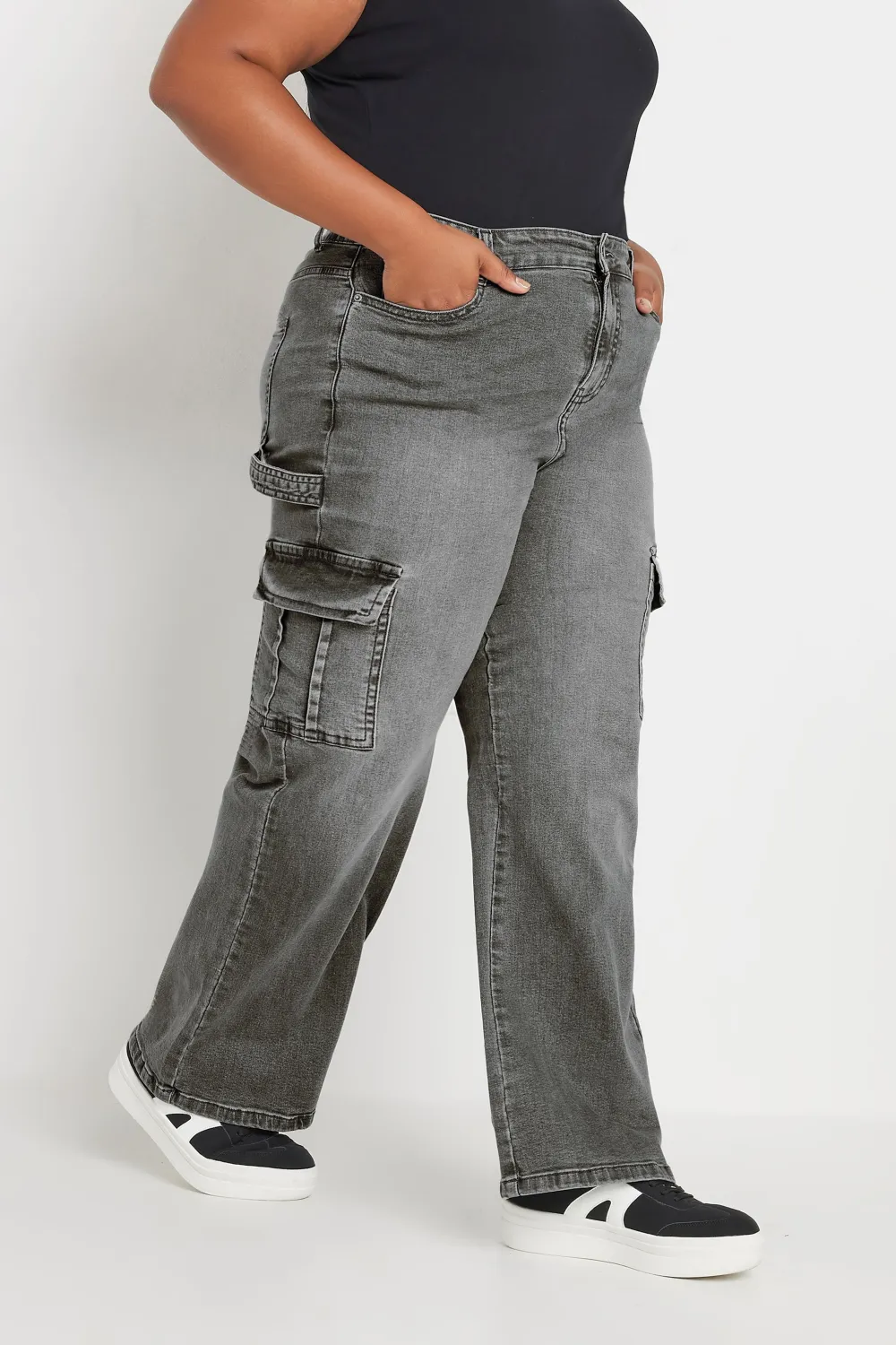 YOURS Curve Grey Cargo Jeans