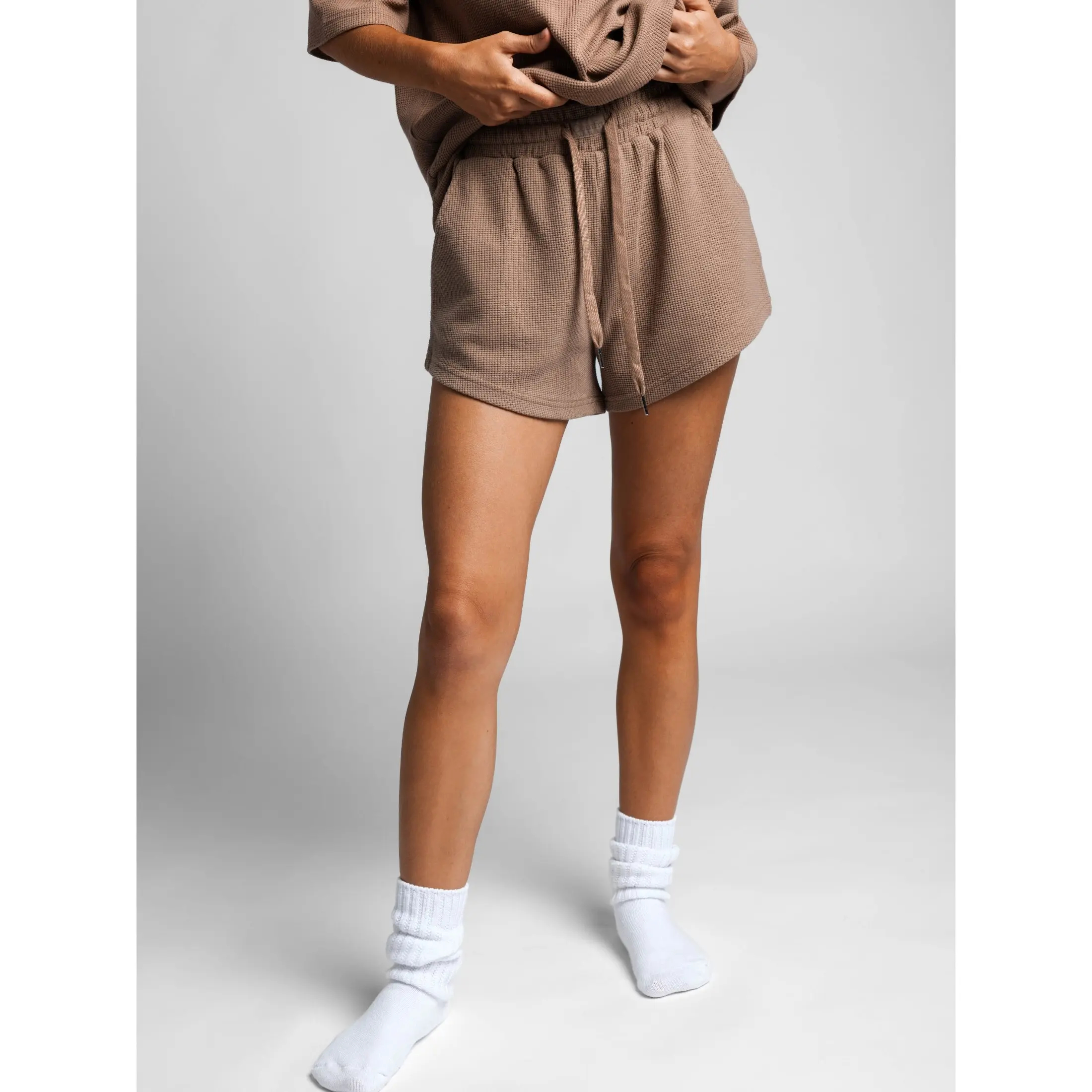 🔔🔔🔔🔔🔔🔔🔔🔔🔔🔔🔔🔔Last Few Hours &ndash; Act Fast ! Women's Textured Waffle Knit Lounge Shorts With Drawstring
