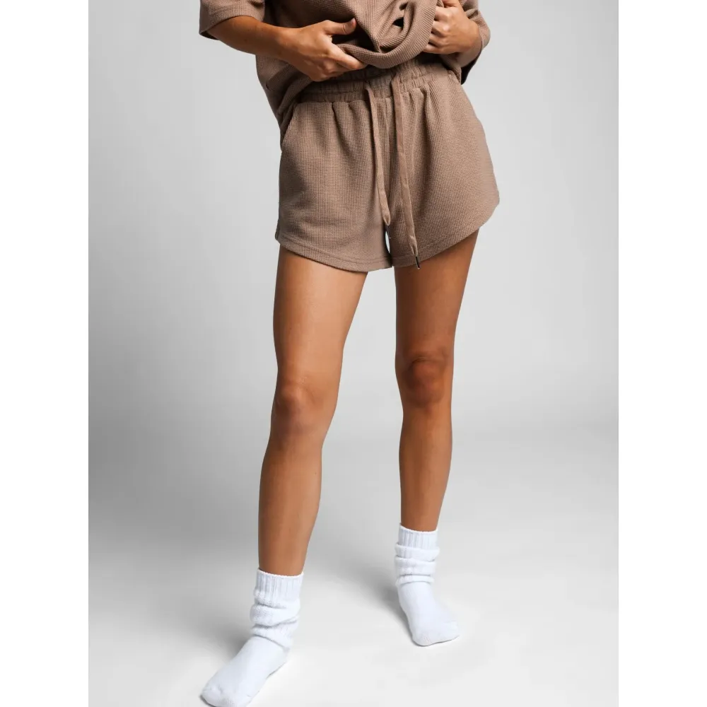 🔔🔔🔔🔔🔔🔔🔔🔔🔔🔔🔔🔔Last Few Hours – Act Fast ! Women's Textured Waffle Knit Lounge Shorts With Drawstring
