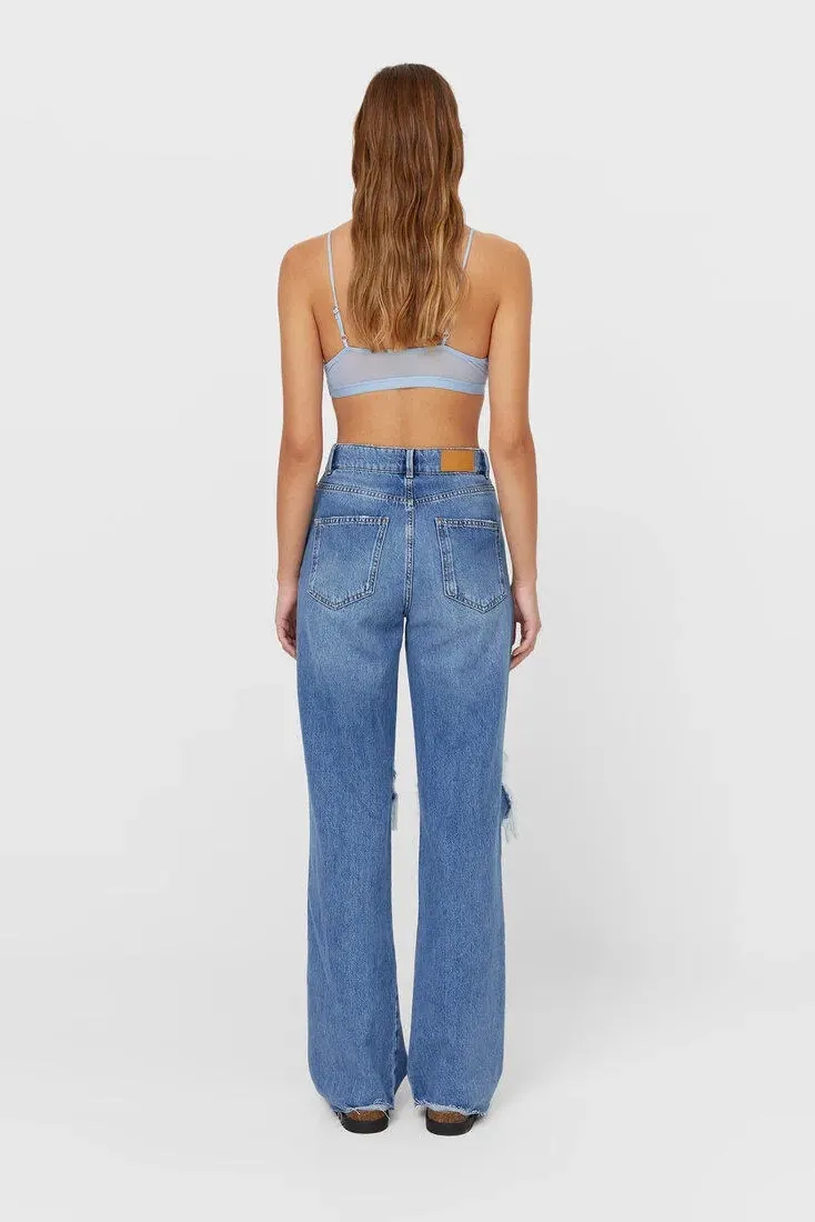 ripped straight jeans