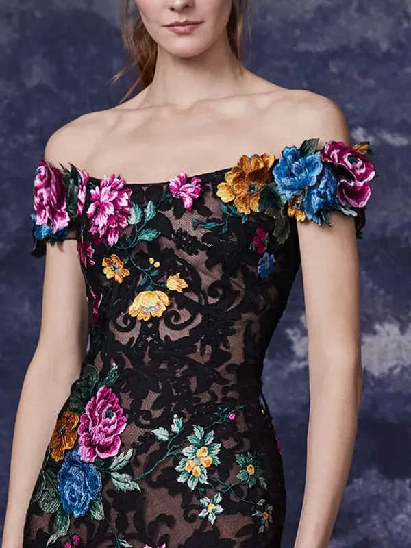 one-shoulder elegant mesh ladies dress