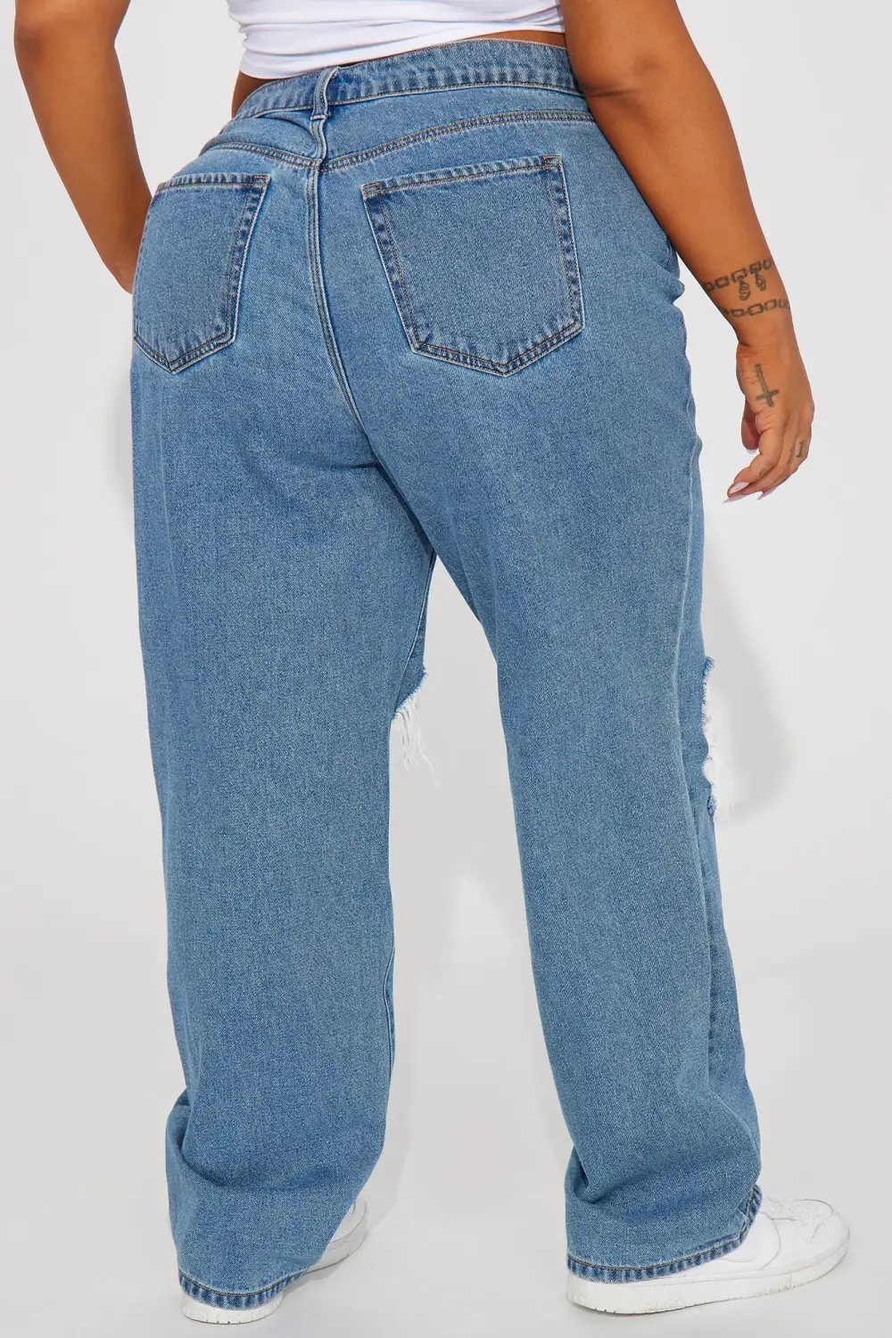 Drive You Crazy Ripped Non Stretch Straight Leg Jeans - Medium Wash