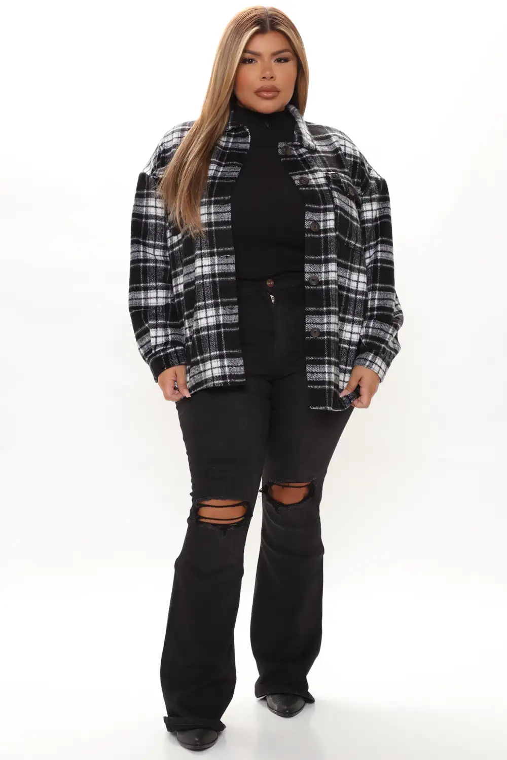 Jessie Mid Rise Distressed Bootcut Jean - Black