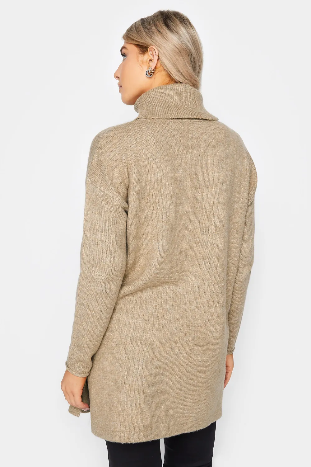 M&Co Neutral Beige Roll Neck Tunic Jumper