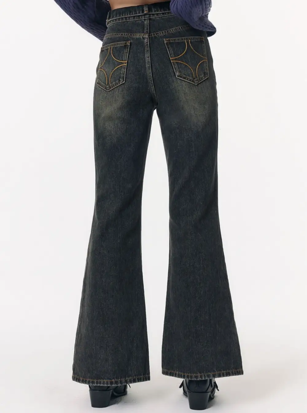 Retro Distressed Wash Slim  Jeans Pants
