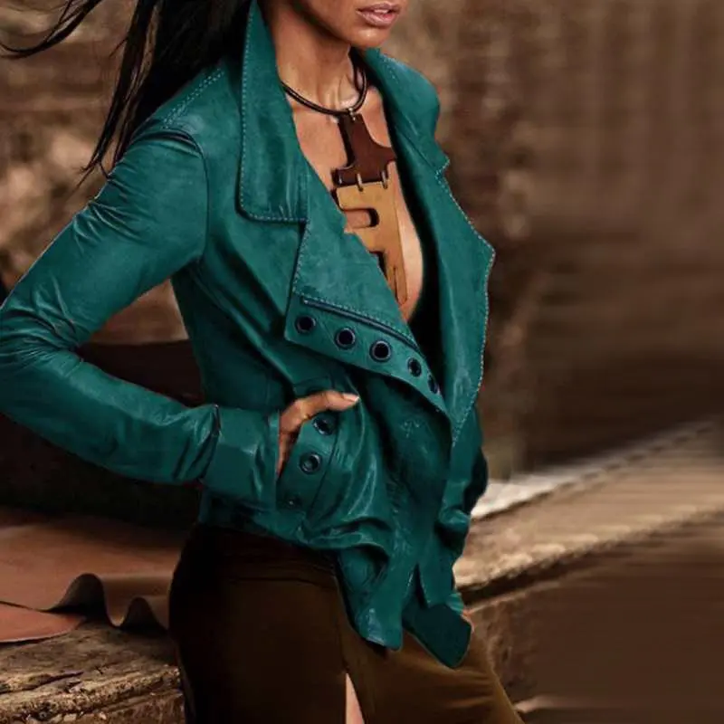 Vintage Western Leather Jacket Long Sleeve Short Stitching Jacket