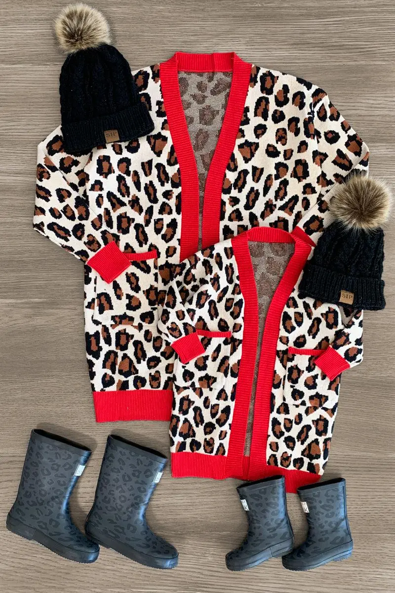 Mom & Me - Red Leopard Cardigan