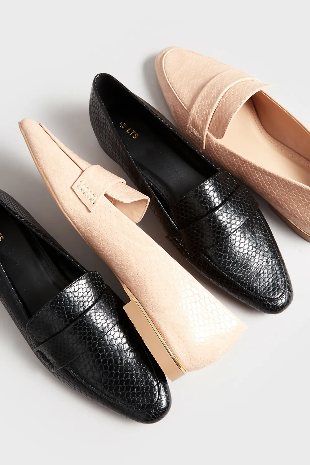 LTS Black Metal Trim Loafers In Standard Fit