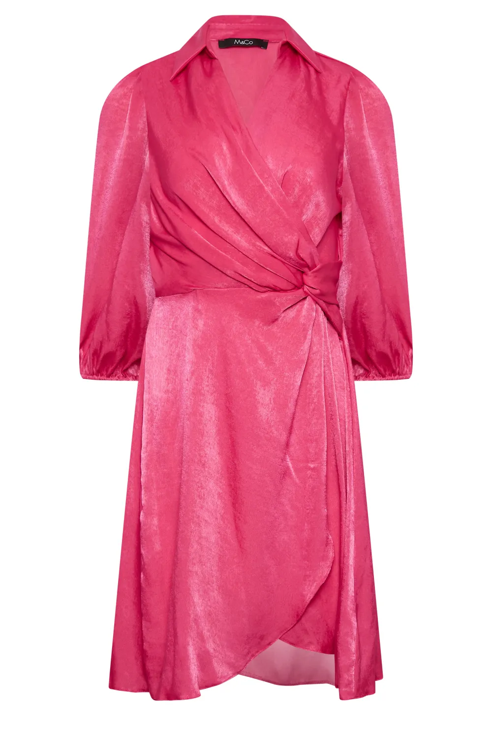 M&Co Pink Satin Wrap Dress
