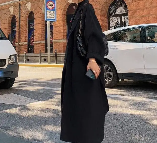 Belt-style Long coat for women Suitable for the Autumn/Winter