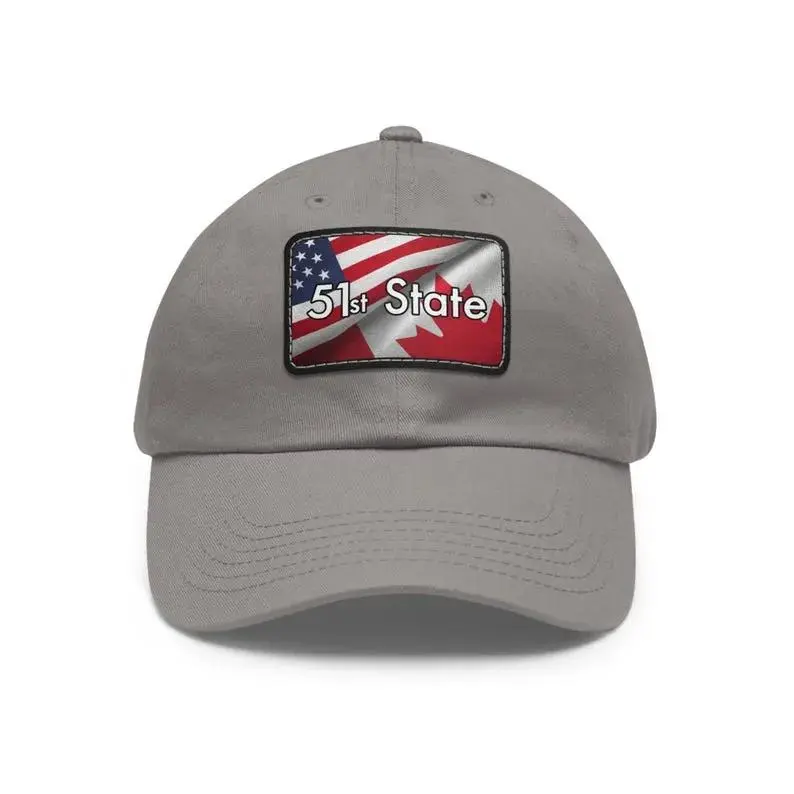 51st State USA and Canada dad hat with rectangle leather patch