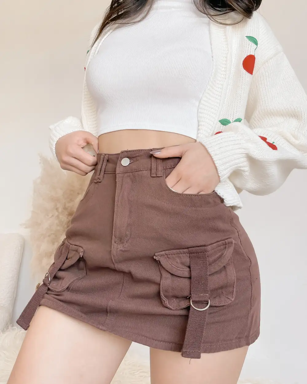 JANET CARGO SKIRT (CHOCOLATE)