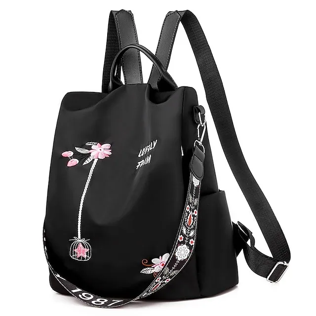 Women's Shoulder Bag Oxford Cloth Daily Holiday Zipper Adjustable Large Capacity Waterproof Folk Black Blue khaki