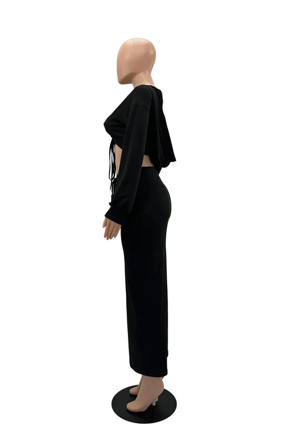 Spring/Summer Ethnic Clothing Long African Skirts Sets Women 2 Piece Set Drawstring Traditional Africa Outfits Fashion Solid Sexy Skirt Suits 2023