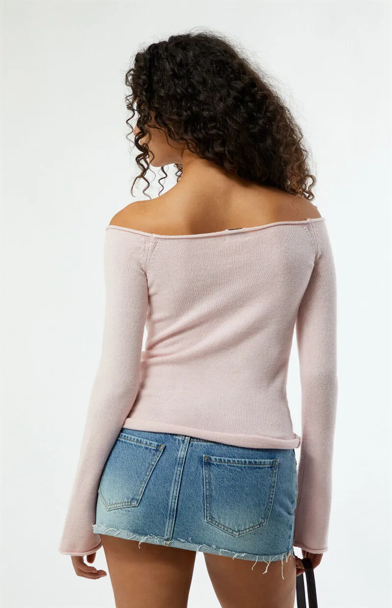 LA Hearts Carrie Cinched Off-The-Shoulder Sweater