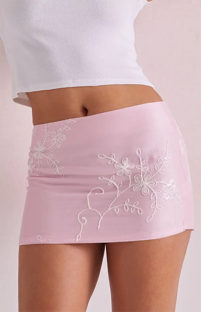 Beverly and Beck Embroidered Micro Mini Skirt