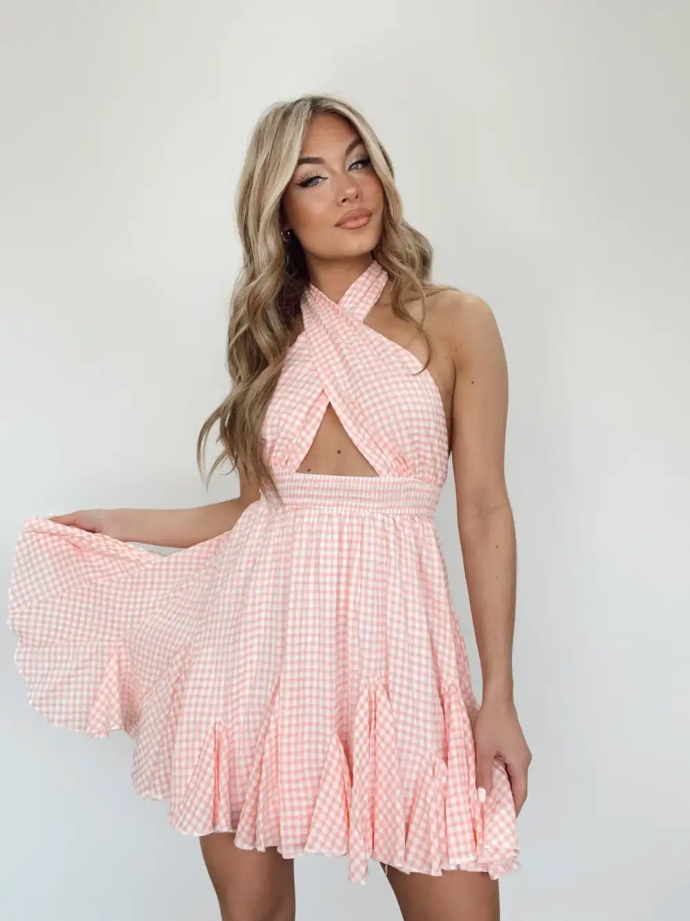 Pink Checkered Charm Dress