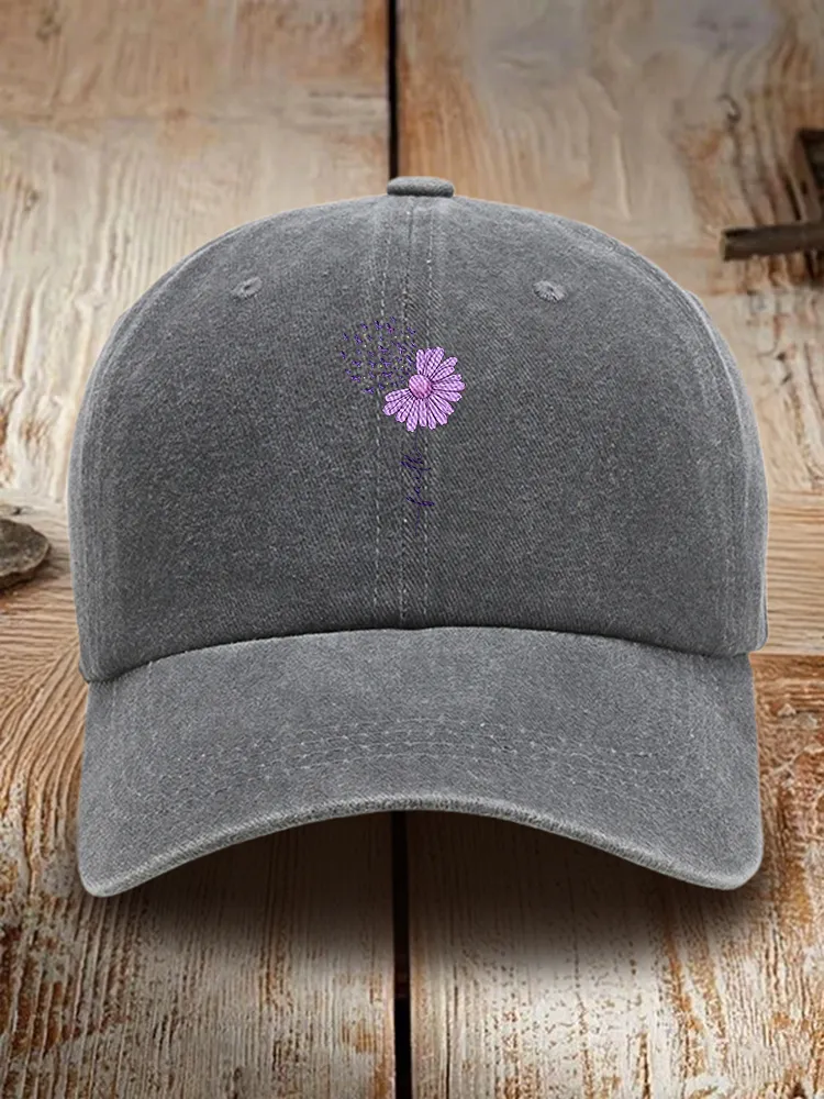 Sunflower Print Alzheimer'S Awareness Baseball Cap