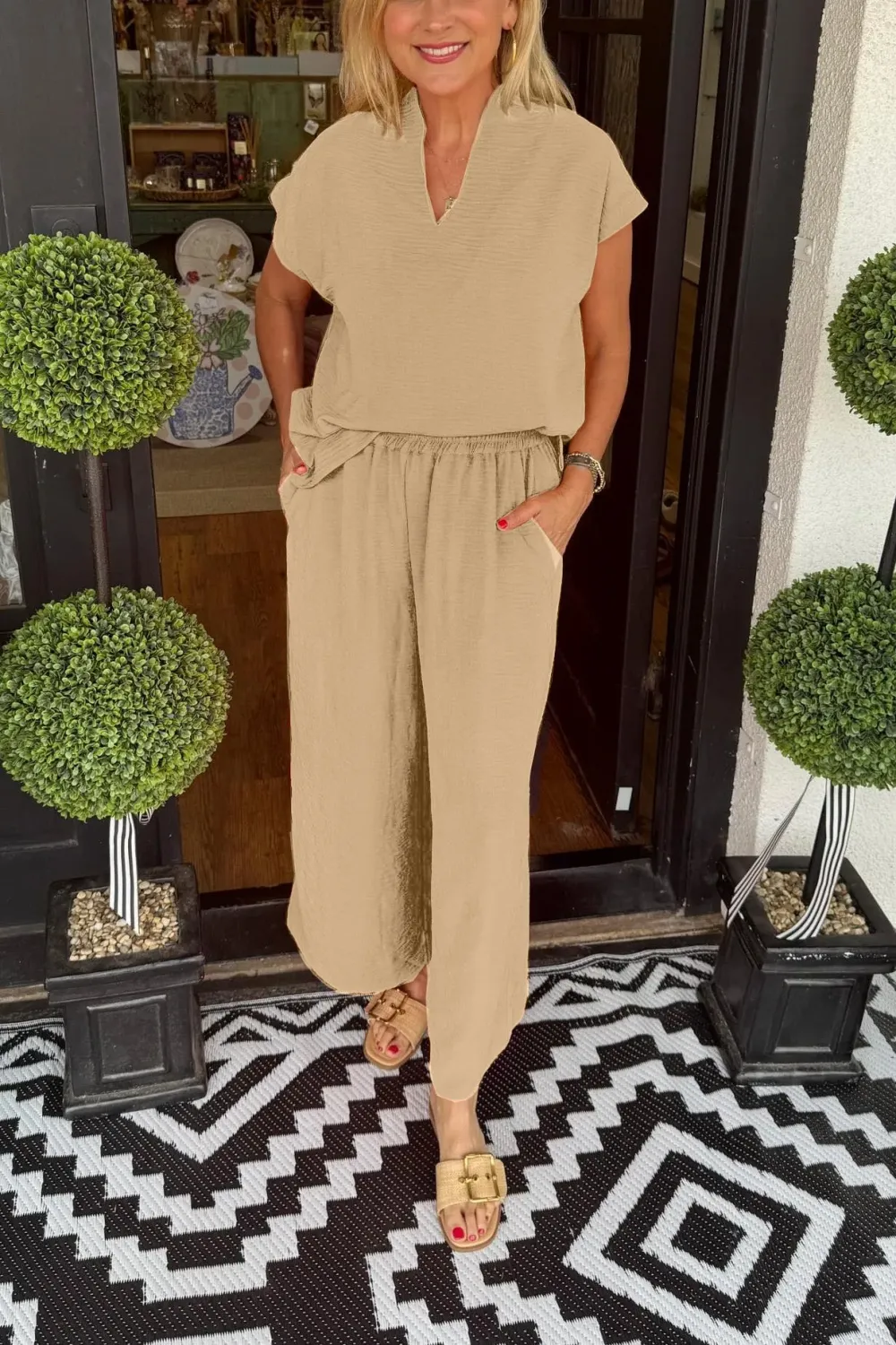 Women'S Casual Solid Color Lightweight Matching Two Piece Set