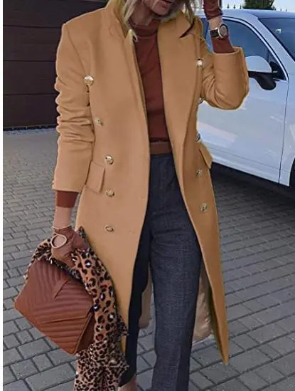 Clearance Sale - Lady'S Long Woolen Coat Multi-Button Woolen Coat