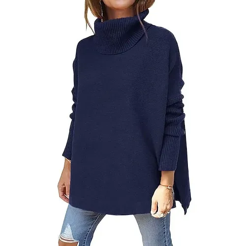 Women's Sweater Pullover Jumper Criss Cross Knitted Solid Color Stylish Casual Long Sleeve Regular Fit Sweater Cardigans V Neck Fall Winter Blue Purple Pink / Holiday / Going out