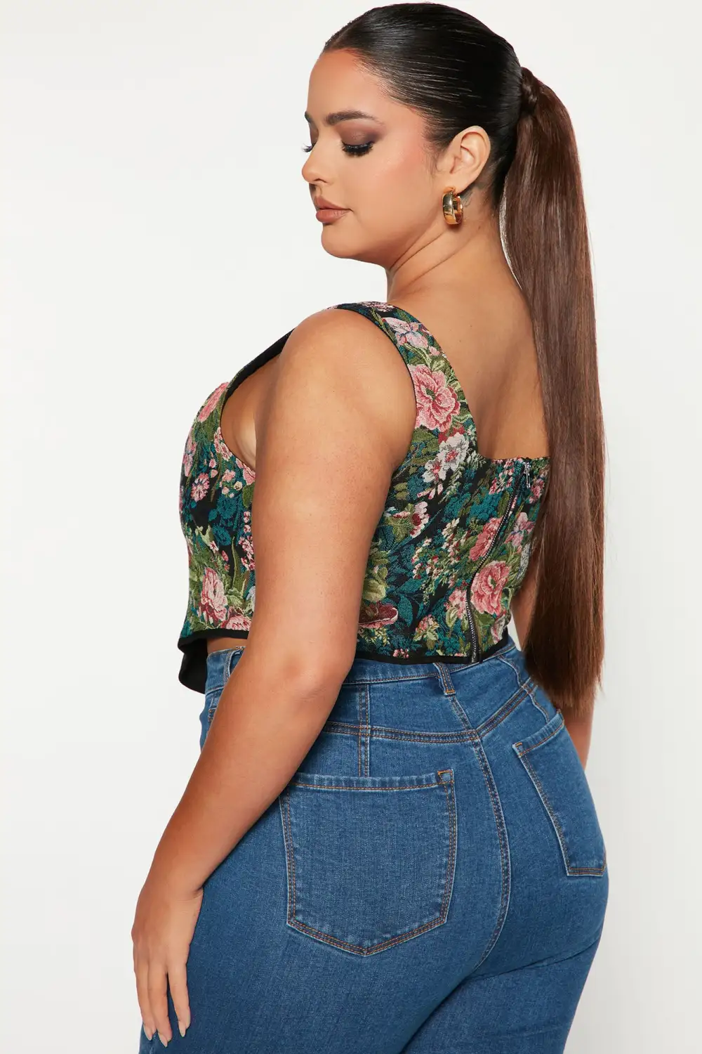 Major Vibe Floral Corset Top - Black/combo