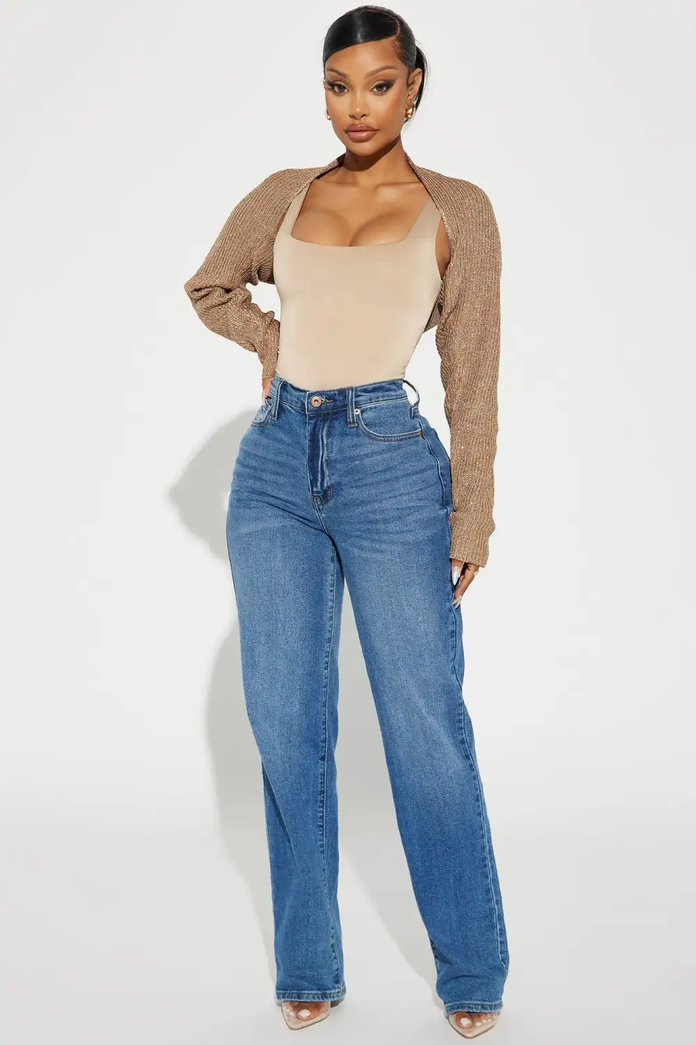 Casting Spells Shimmer Shrug Sweater - Mocha