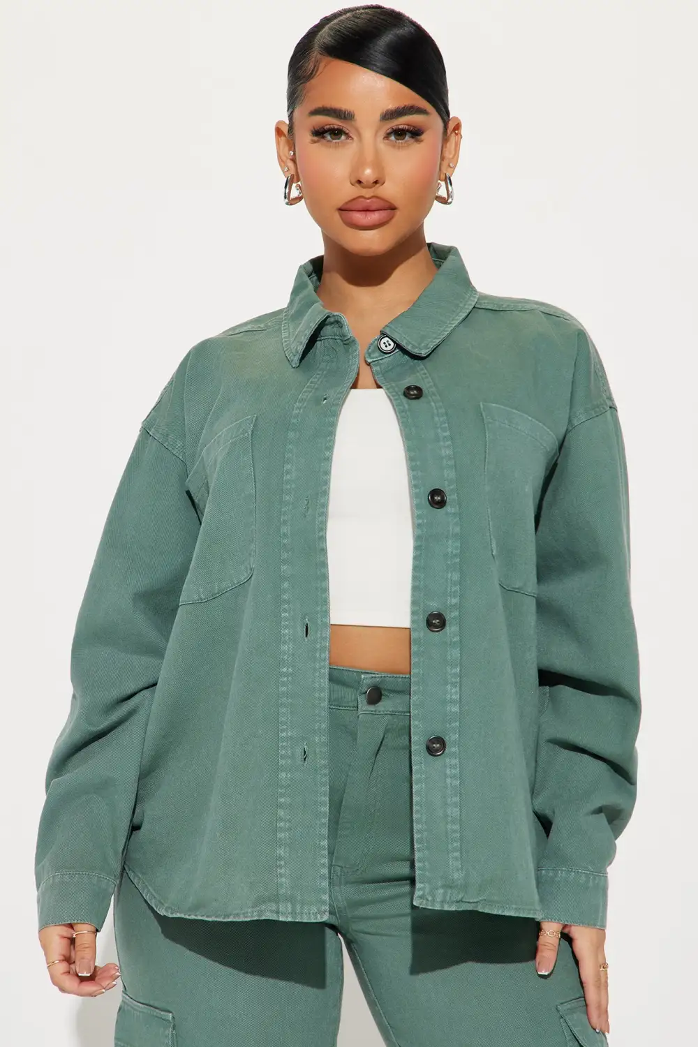 Hot Demand Denim Set - Green