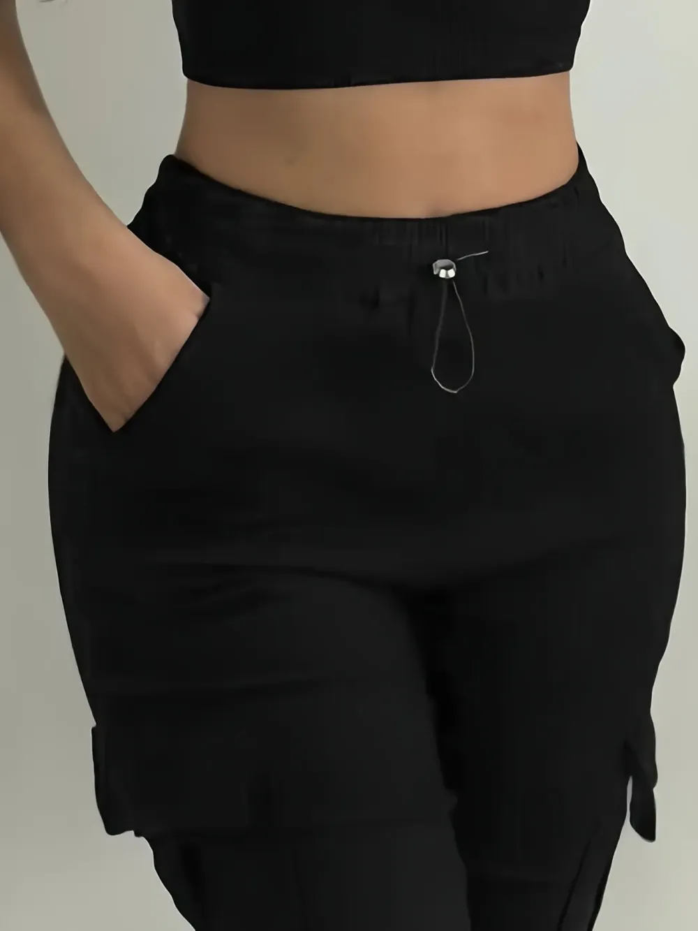 🔥Low Stock Alert!Pocket Design Cuffed Drawstring Pants