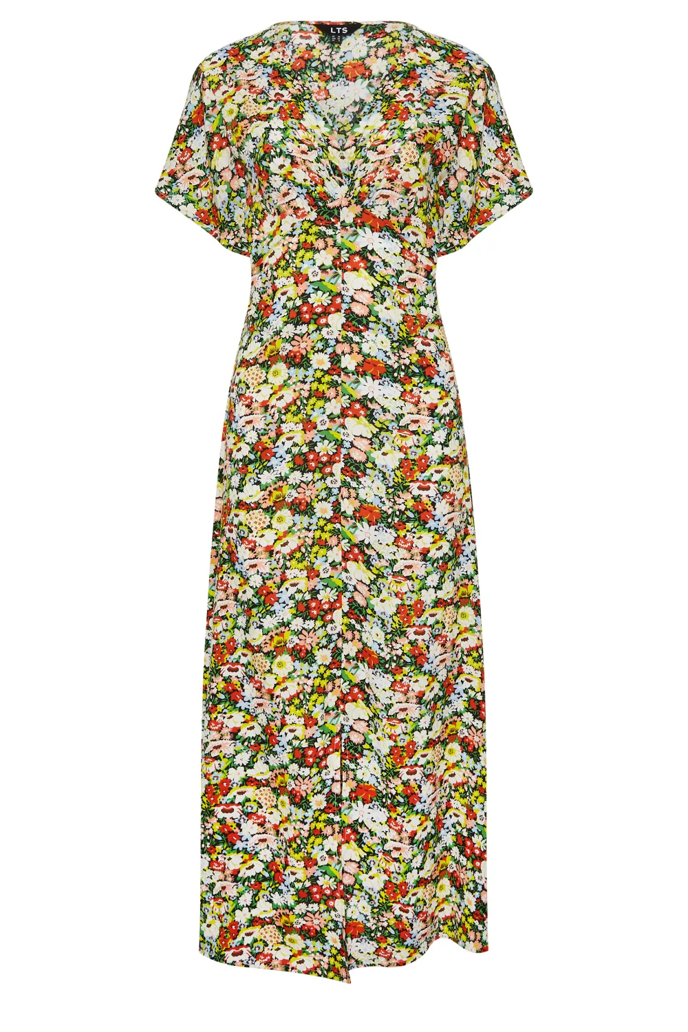 LTS Tall Yellow Floral Print Split Front Midaxi Dress
