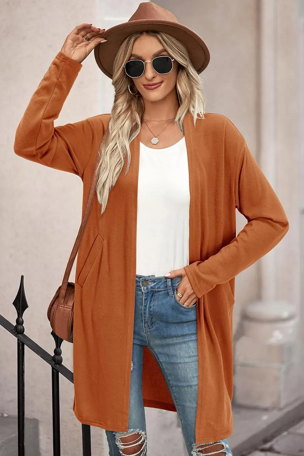 Women's Long Sleeve Lightweight Cardigan with Pockets Jacket