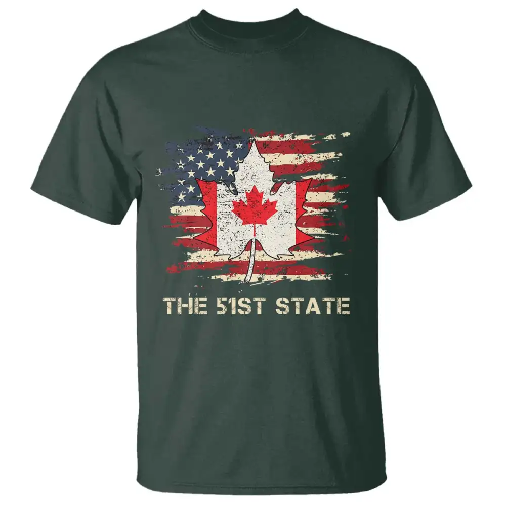 Canada The 51st State T Shirt Canadian Maple American Flag TS09