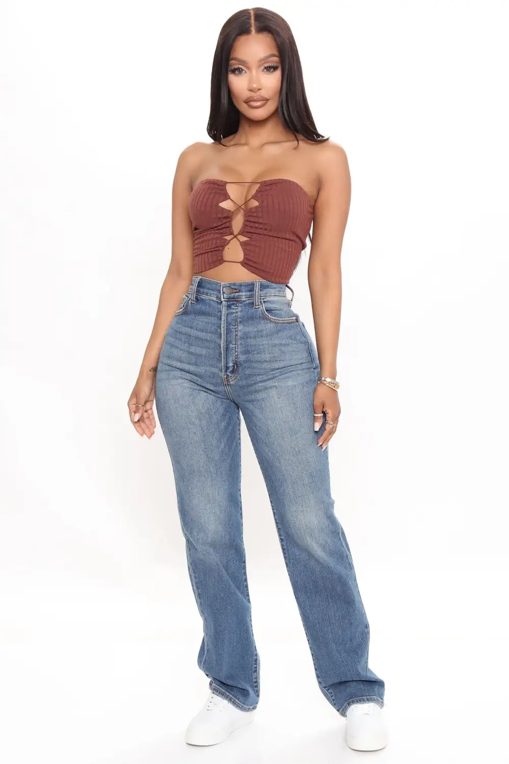 Felt Cute Might Delete Tube Top - Brown